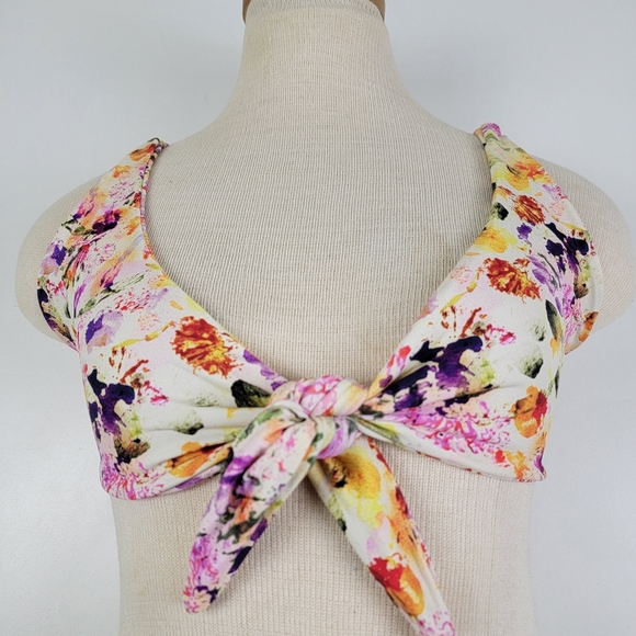 Martha Rey Anthropologie Tie Front Floral Bikini Top XS - Picture 1 of 5